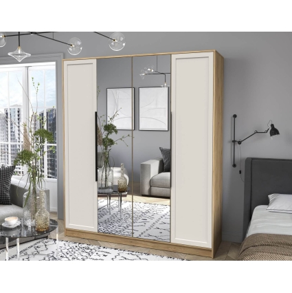 Шкаф распашной Тренд КТ-Ш4 (з) (Дуб золотой ЛДСП/ Кашемир ЛМДФ) Ш1800 В2128 Г547